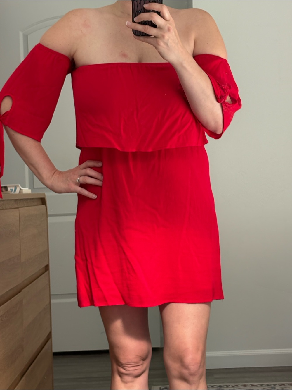 Off-Shoulder Red Summer Dress